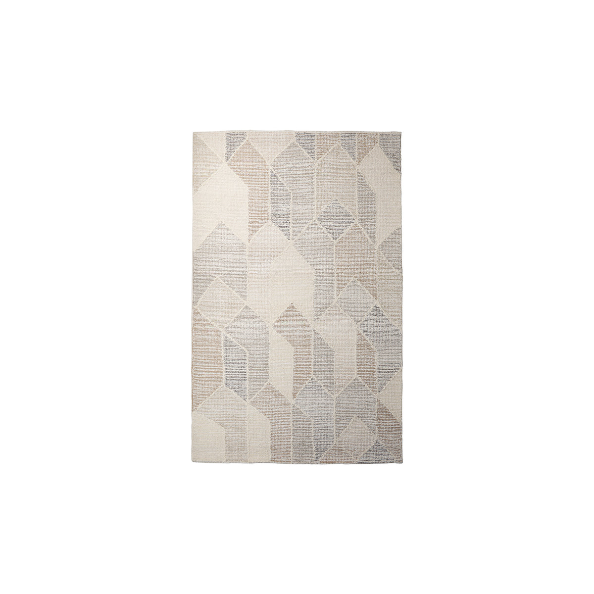 Kolt Gray/Beige 5x8 Neutral Geometric Patterned Wool Area Rug - Ornate Home
