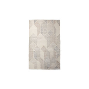 Kolt Gray/Beige 5x8 Neutral Geometric Patterned Wool Area Rug - Ornate Home