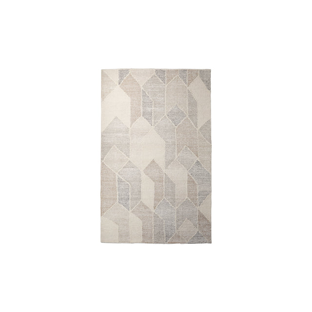 Kolt Gray/Beige 5x8 Neutral Geometric Patterned Wool Area Rug - Ornate Home
