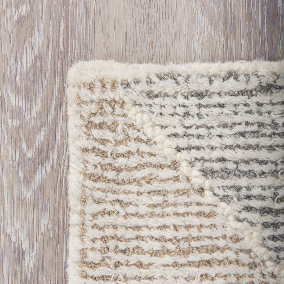 Kolt Gray/Beige 5x8 Neutral Geometric Patterned Wool Area Rug - Ornate Home