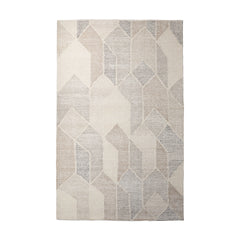 Kolt Gray/Beige 9x12 Neutral Geometric Patterned Wool Area Rug - Ornate Home