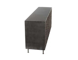 Komo Brown Leather/Metal Cabinet - Ornate Home