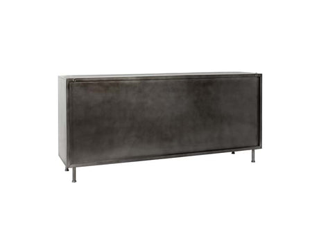 Komo Brown Leather/Metal Cabinet - Ornate Home