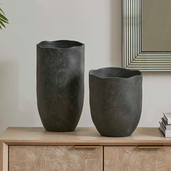 Komorebi Black Indoor-Outdoor Vases (Set of 2) - Ornate Home