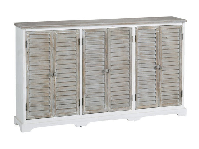 Kona Beach White/Brown Six-Door Sideboard - Ornate Home
