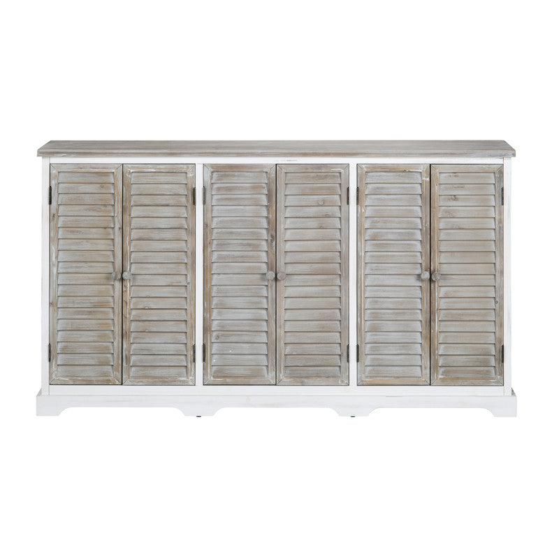 Kona Beach White/Brown Six-Door Sideboard - Ornate Home