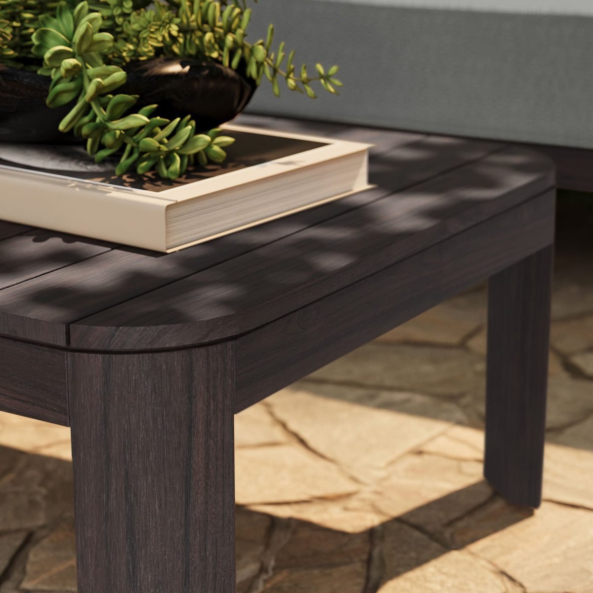 Kona Dark Brown 47 Inch Outdoor Teak Wood Coffee Table