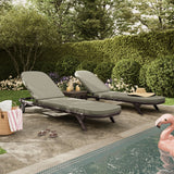 Kona Dark Brown Ash 3-Piece Outdoor Teak Wood Chaise Lounge Set - Ornate Home