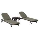 Kona Dark Brown Ash 3-Piece Outdoor Teak Wood Chaise Lounge Set - Ornate Home