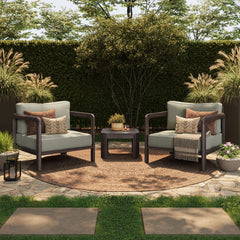 Kona Dark Brown Ash 3-Piece Outdoor Teak Wood Furniture Set