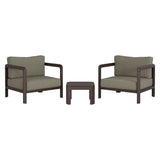 Kona Dark Brown Ash 3-Piece Outdoor Teak Wood Furniture Set