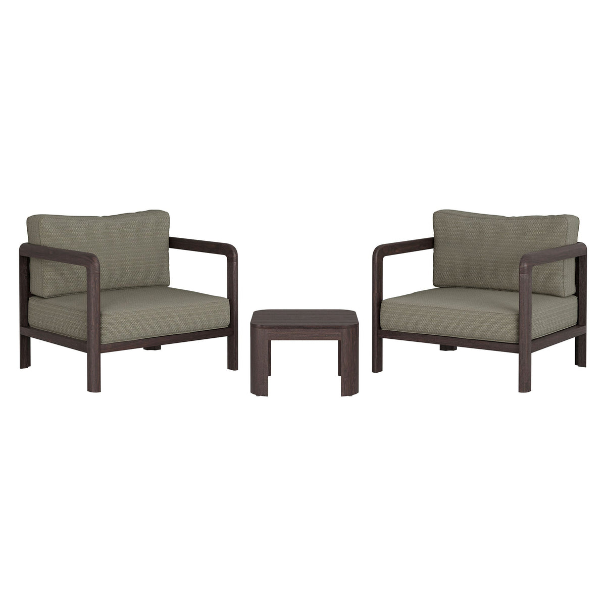 Kona Dark Brown Ash 3-Piece Outdoor Teak Wood Furniture Set