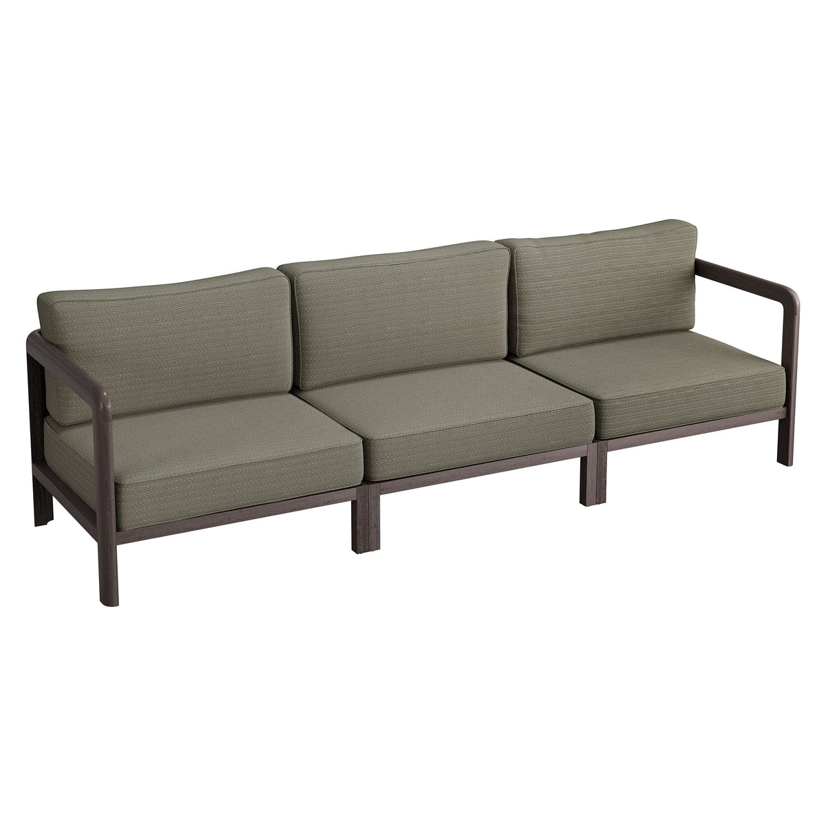 Kona Dark Brown Ash 3-Piece Outdoor Teak Wood Modular Sofa Set