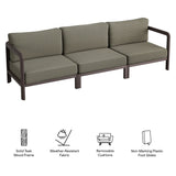 Kona Dark Brown Ash 3-Piece Outdoor Teak Wood Modular Sofa Set