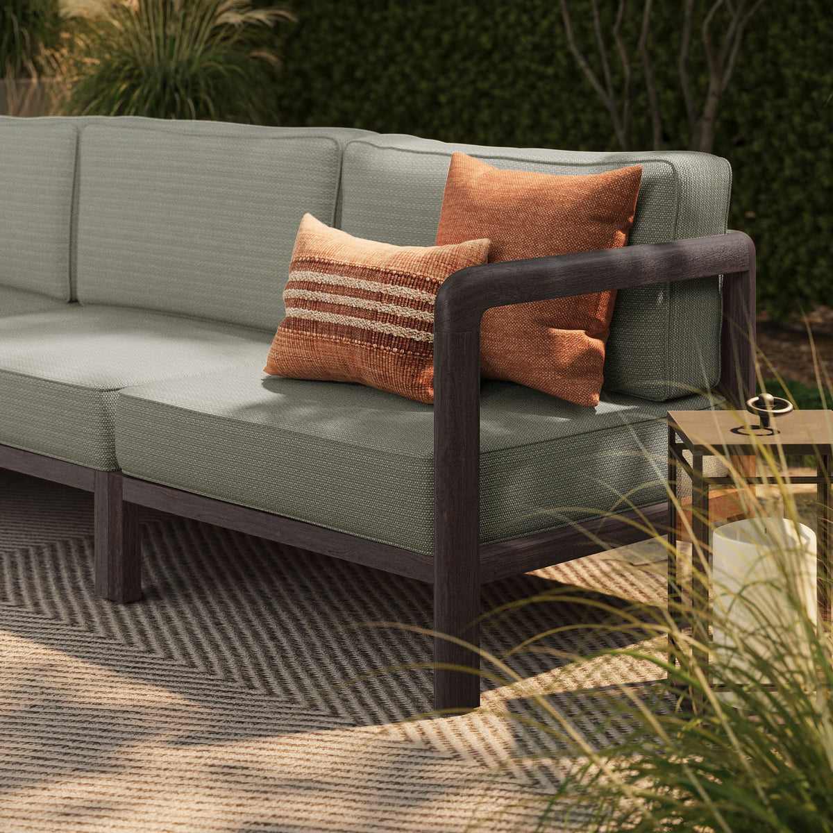 Kona Dark Brown Ash 3-Piece Outdoor Teak Wood Modular Sofa Set