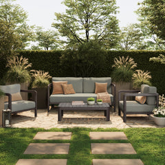 Kona Dark Brown Ash 4-Piece Outdoor Teak Wood Furniture Set