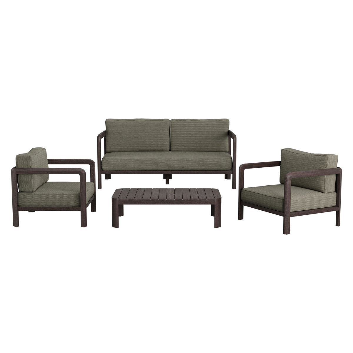 Kona Dark Brown Ash 4-Piece Outdoor Teak Wood Furniture Set
