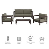Kona Dark Brown Ash 4-Piece Outdoor Teak Wood Furniture Set