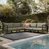 Kona Dark Brown Ash 5-Piece Outdoor Teak Wood Corner Modular Sofa