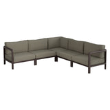 Kona Dark Brown Ash 5-Piece Outdoor Teak Wood Corner Modular Sofa