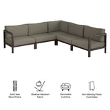 Kona Dark Brown Ash 5-Piece Outdoor Teak Wood Corner Modular Sofa