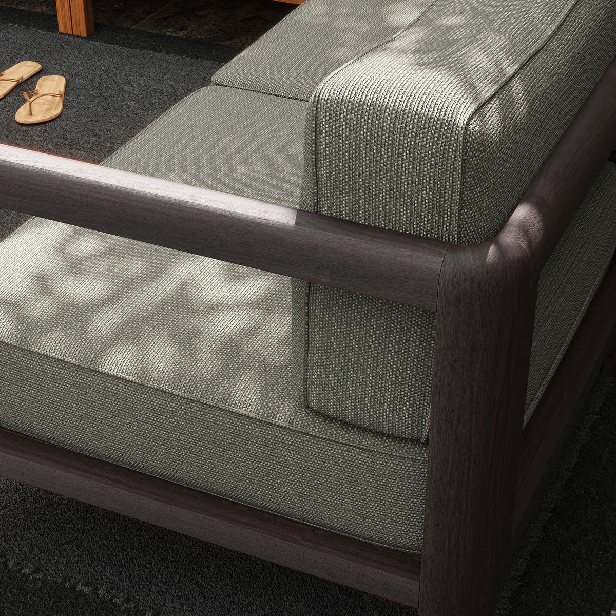 Kona Dark Brown Ash 5-Piece Outdoor Teak Wood Corner Modular Sofa
