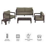 Kona Dark Brown Ash 5-Piece Outdoor Teak Wood Furniture Set