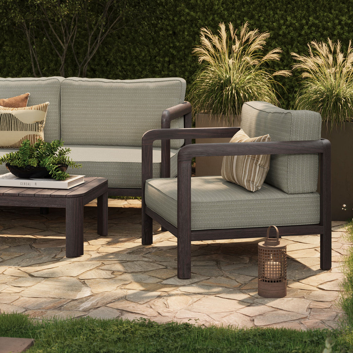 Kona Dark Brown Ash 5-Piece Outdoor Teak Wood Furniture Set