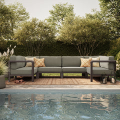 Kona Dark Brown Ash 6-Piece Outdoor Teak Wood Modular Sofa