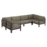 Kona Dark Brown Ash 6-Piece Outdoor Teak Wood Modular Sofa - Ornate Home