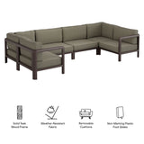 Kona Dark Brown Ash 6-Piece Outdoor Teak Wood Modular Sofa - Ornate Home