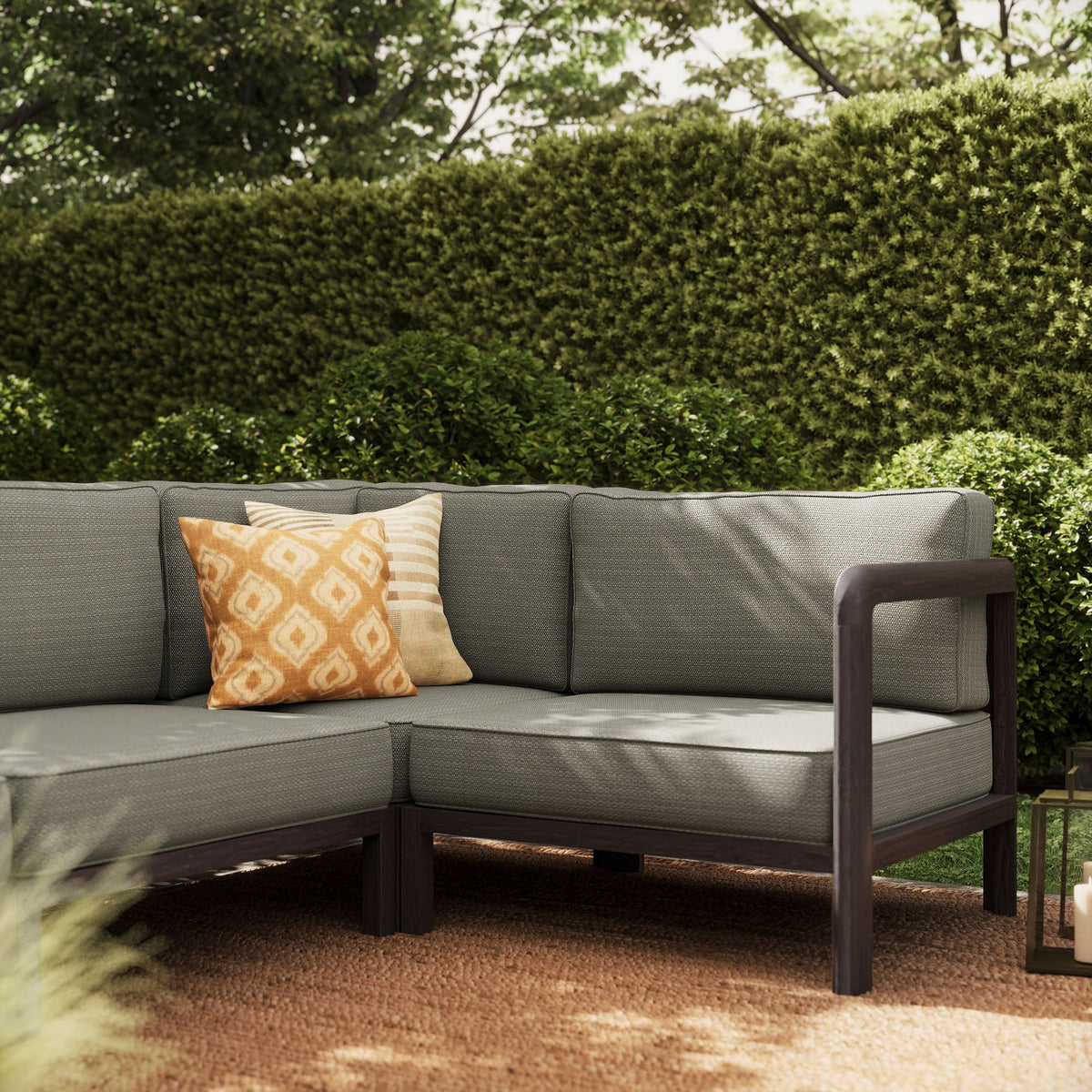 Kona Dark Brown Ash 6-Piece Outdoor Teak Wood Modular Sofa - Ornate Home
