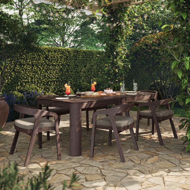 Kona Dark Brown Ash 7-Piece Outdoor Teak Wood Dining Set