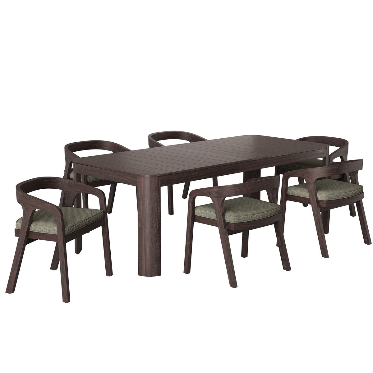 Kona Dark Brown Ash 7-Piece Outdoor Teak Wood Dining Set