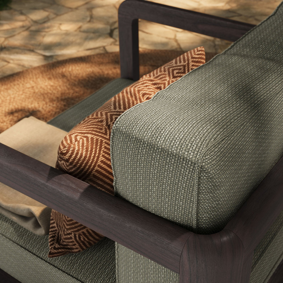 Kona Dark Brown Ash Outdoor Teak Wood Armchair