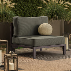 Kona Dark Brown Ash Outdoor Teak Wood Armless Modular Chair