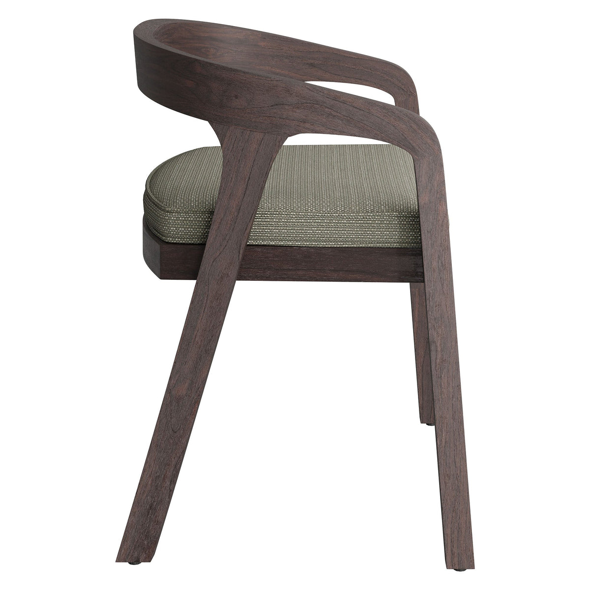 Kona Dark Brown Ash Outdoor Teak Wood Barrel Dining Chair