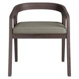 Kona Dark Brown Ash Outdoor Teak Wood Barrel Dining Chair