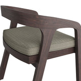 Kona Dark Brown Ash Outdoor Teak Wood Barrel Dining Chair