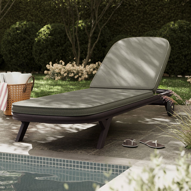 Kona Dark Brown Ash Outdoor Teak Wood Chaise Lounge Chair