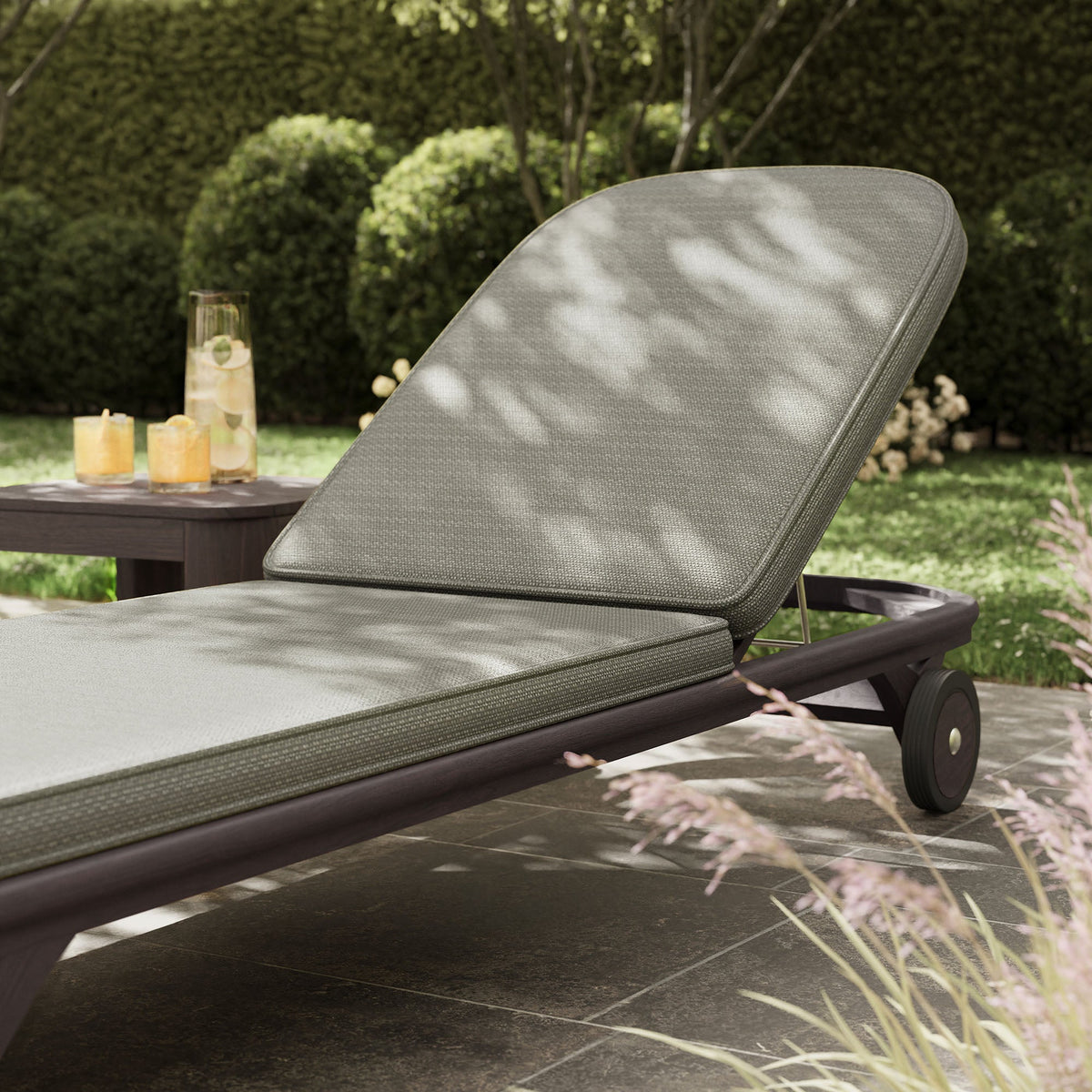 Kona Dark Brown Ash Outdoor Teak Wood Chaise Lounge Chair