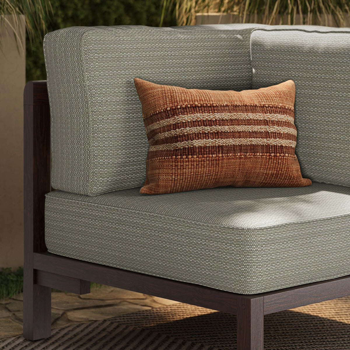 Kona Dark Brown Ash Outdoor Teak Wood Corner Modular Chair