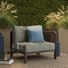 Kona Dark Brown Ash Outdoor Teak Wood Right-Arm Facing Modular Armchair