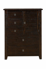 Kona Grove Dark Brown 5 Drawers and 1 Cabinet Chest - Ornate Home