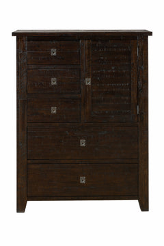 Kona Grove Dark Brown 5 Drawers and 1 Cabinet Chest - Ornate Home