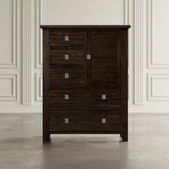 Kona Grove Dark Brown 5 Drawers and 1 Cabinet Chest - Ornate Home