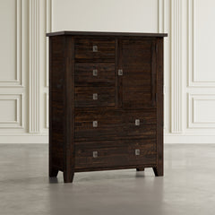 Kona Grove Dark Brown 5 Drawers and 1 Cabinet Chest - Ornate Home