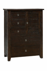 Kona Grove Dark Brown 5 Drawers and 1 Cabinet Chest - Ornate Home