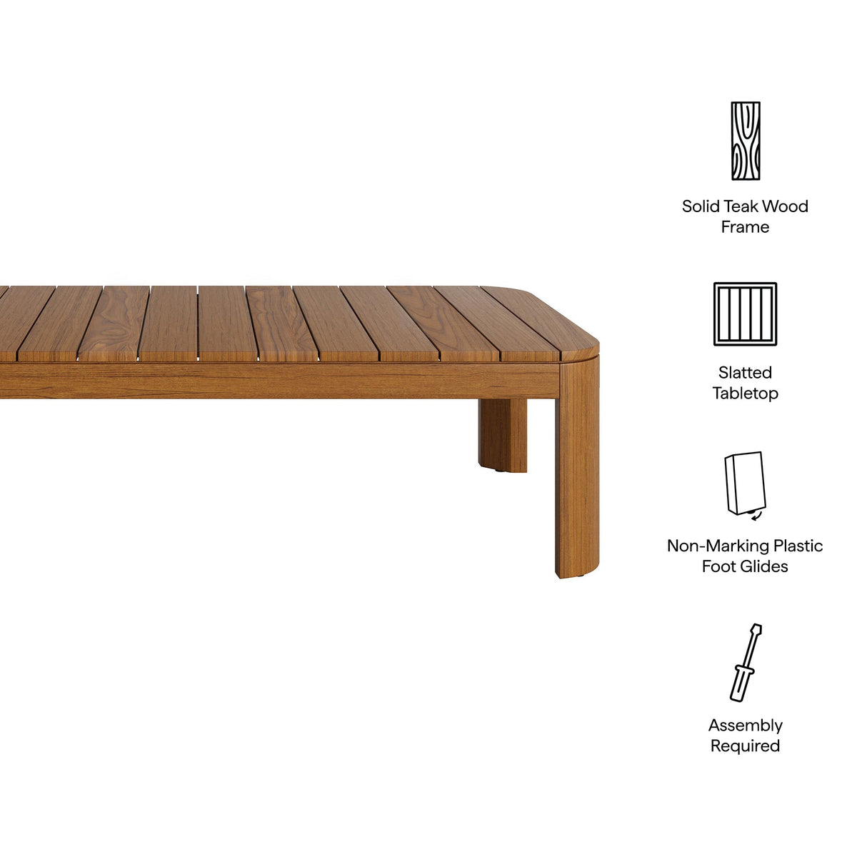 Kona Natural 47 Inch Outdoor Teak Wood Coffee Table - Ornate Home