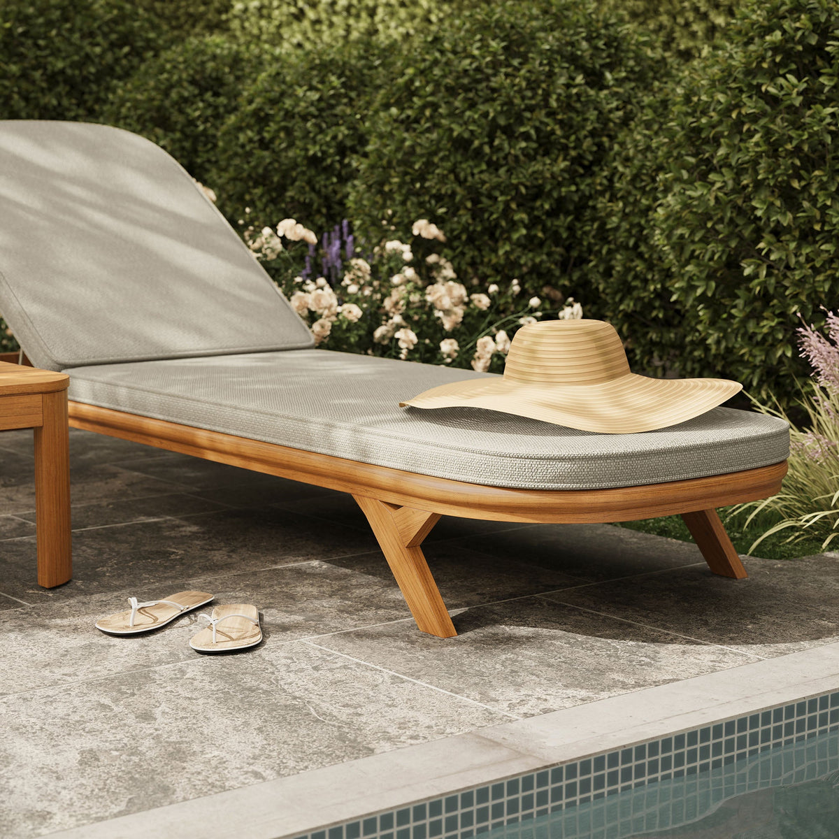 Kona Natural Sand 3-Piece Outdoor Teak Wood Chaise Lounge Set